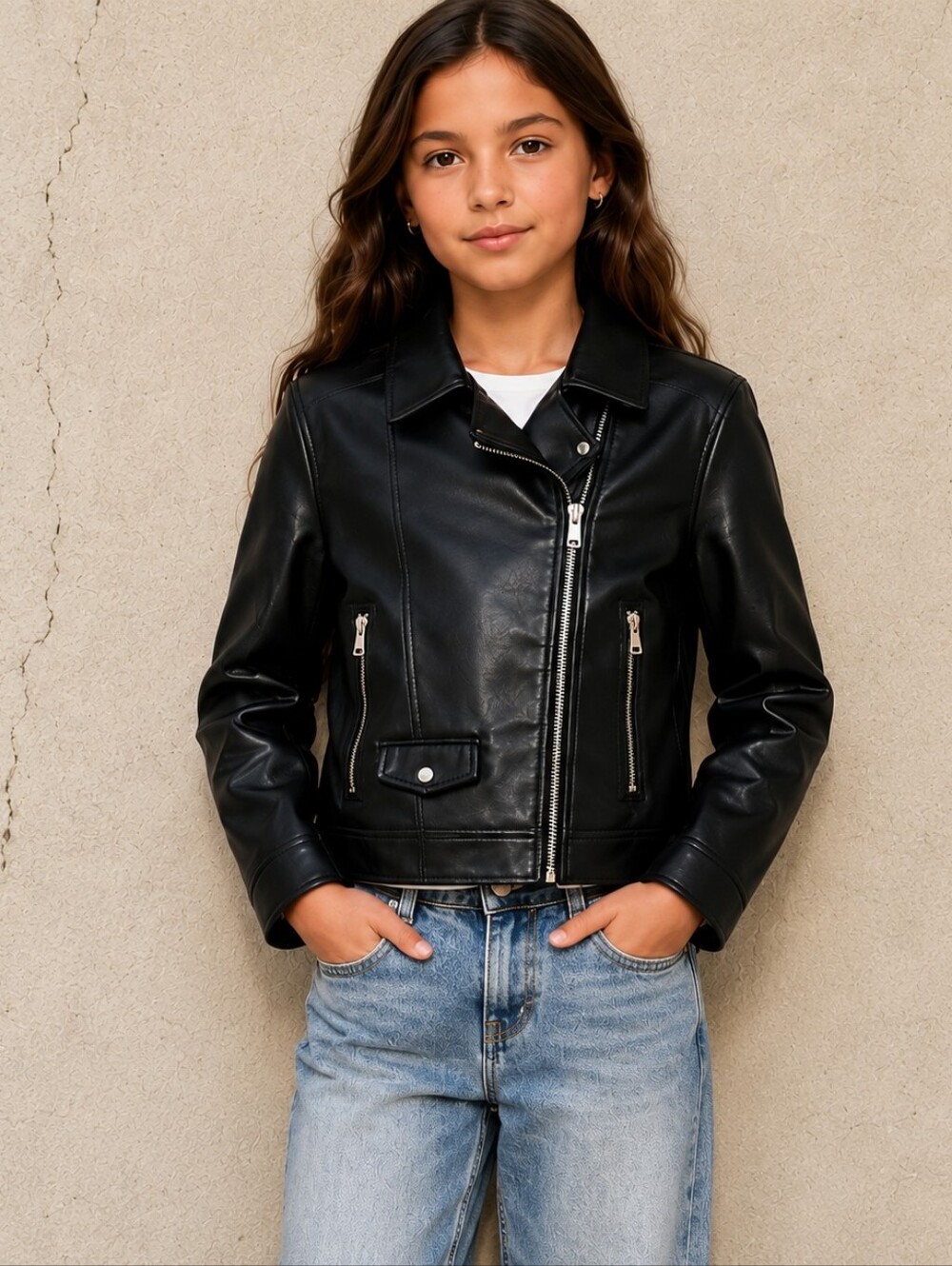 Zara | Black Faux Leather Moto Jacket Size 9